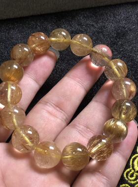 金钛晶发晶手串手链男女款13㎜单圈精美复古饰品流行时尚饰品礼物