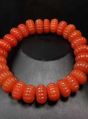 保山南红玛瑙南瓜珠手串13㎜精美礼品饰品男女款柔光磨砂珠宝玉石