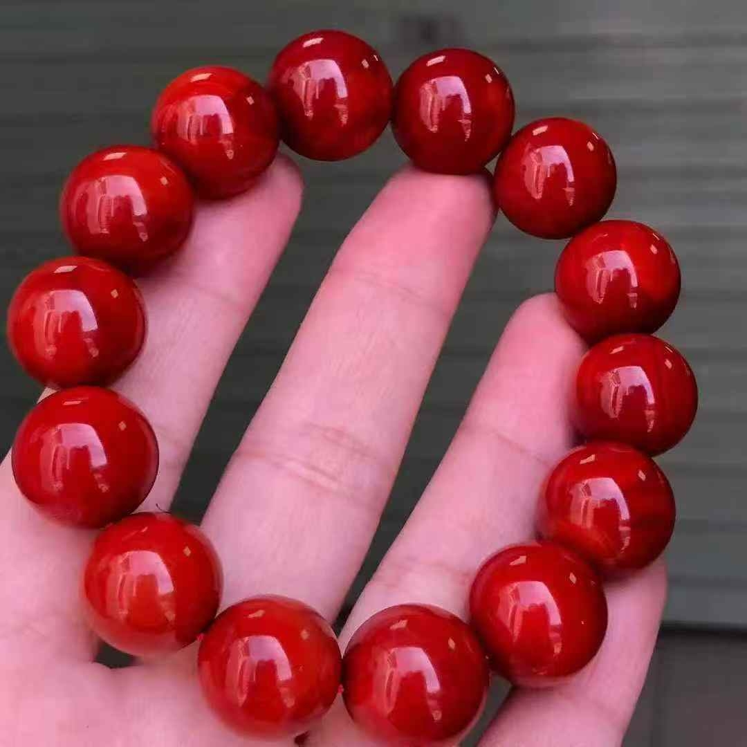 南红玛瑙手串珍藏品圆珠瓦西满 锦红单圈15.6㎜手串手链男女款