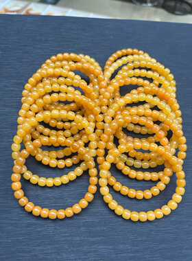 缅黄玉老型6.8–7㎜手串23条天然原矿全玉化实惠拿货男女款单圈