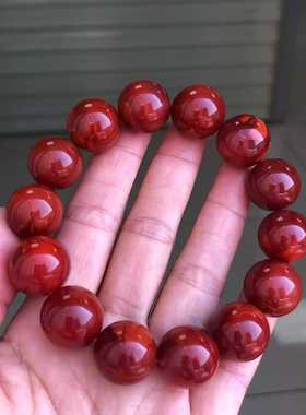 瓦西南红玛瑙牛血红火焰纹大手串16.5㎜手链男女款原创设计收藏男