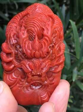 精品瓦西南红龙吊坠平安扣无事古玩霸气牌海纹石铜发晶紫龙晶男款