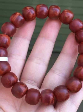 南红玛瑙牛血红火焰纹手串收藏级凉山瓦西料，柔光老型11㎜饰品男