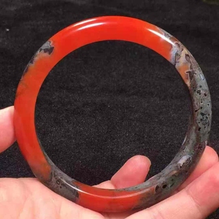 保山南红玛瑙老矿包浆手镯半壁江山聚宝盆54.7㎜径口男女款玉石