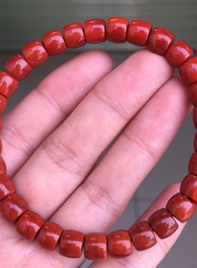 牛血红直切手串南红玛瑙精品川料俏色精工直切手串7.3㎜男女款