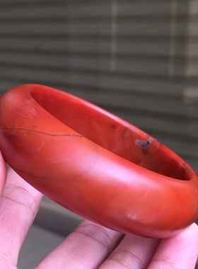 瓦西南红柿子红宽边手镯盐源和田玉天河石海蓝宝流行时尚饰品礼物