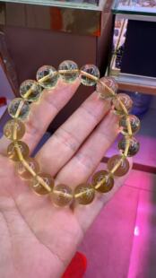 柠檬黄黄水晶手串手链男女款 12㎜通透无瑕疵原矿无优化