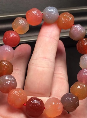 盐源玛瑙糖果色佛宝宝手链吊坠手串钟馗达摩大日如来绿松石手串女