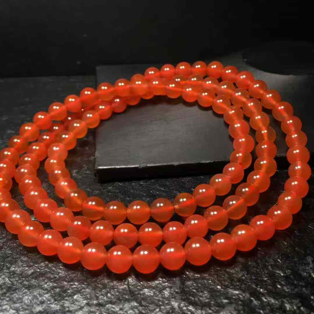 精品纯天然保山冰红108佛珠珠宝古玩收藏旧物件手串吊坠挂件