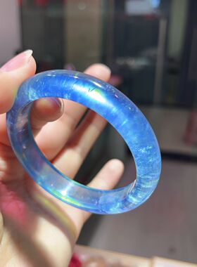 天然海蓝宝手镯56㎜径口手串男女款实体店拿货实惠捡漏玉石饰品