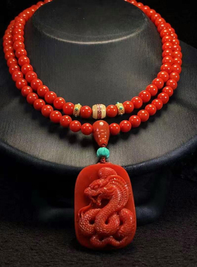 瓦西南红雕刻蛇毛衣链百香籽耳坠手串链吊坠百搭时尚锁骨链挂件男