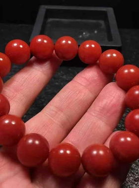 精品保山南红辣椒圆珠手串12㎜珠宝饰品diy配饰精美礼品手串项链