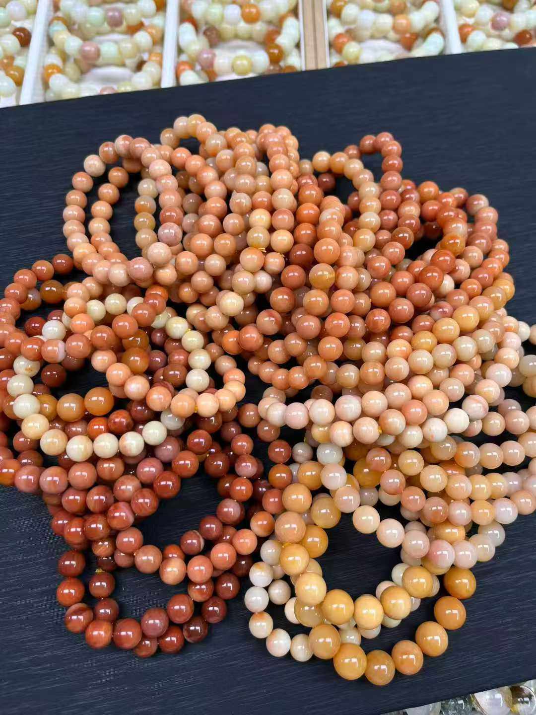 缅黄玉手串打包拿货蜜桃色系多宝文玩古玩收藏个性饰品男女款玉石