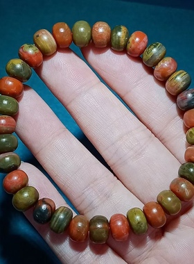 天然南红黄绿皮包浆老形珠单圈手串盐源耳坠戒指天珠三通复古背云
