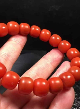 保山南红玛瑙老型单圈手串柿子红满肉12㎜柔光磨砂哑光男女款
