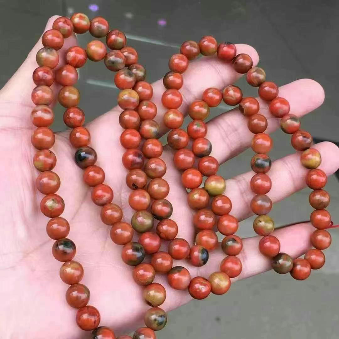 精品南红黄皮包浆圆珠108珠手链串吊坠舒俱来翡翠水晶盐源玛瑙女