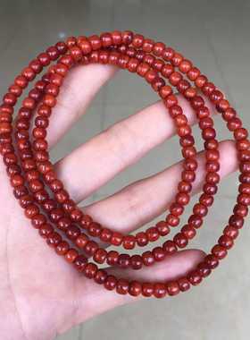 瓦西南红玛瑙老型佛珠满色满肉玫红火焰5㎜手串手链多圈男女款