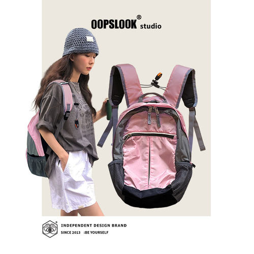 oopslook户外女双肩包防水尼龙轻