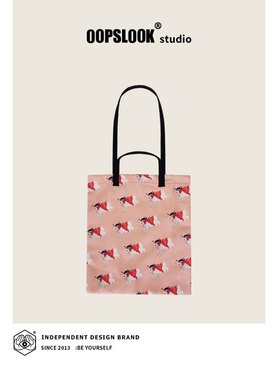 OOPSLOOK/巫鹿可原创设计加厚帆布包单肩手提书包学生托特包新款