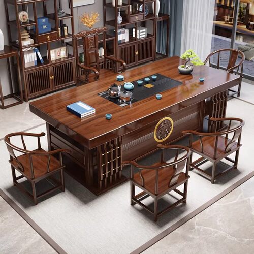 实木大板新中式茶桌椅组合泡茶台