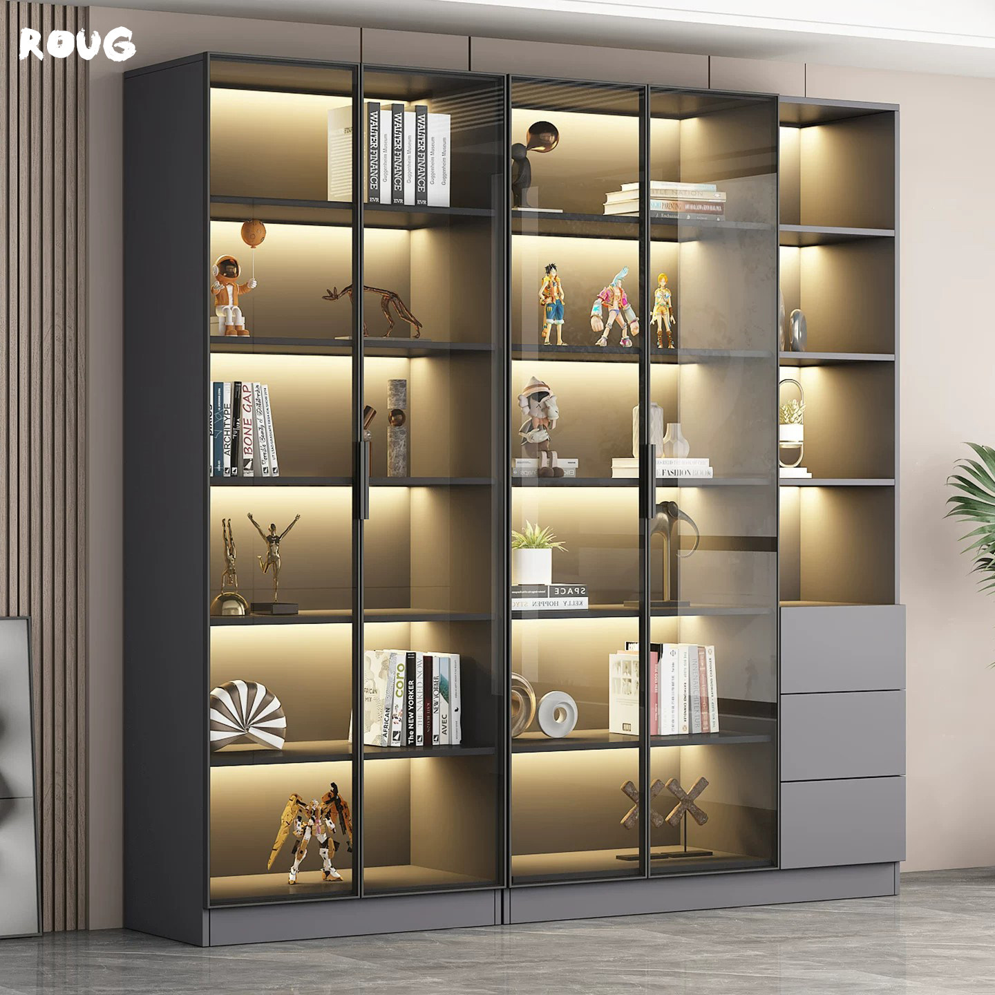 玻璃展示柜静音轨道可定制靠墙式