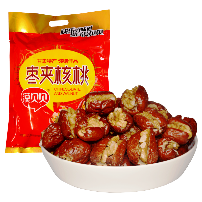 漠贝贝枣夹核桃450克灰枣核桃休闲食品果干零食