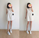 米白色连衣裙减龄无袖 2025年春秋冬新款 高腰可爱娃娃款 圆领背心裙