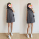 2025春秋冬新款 女深灰色彩点人字呢气质连衣裙显瘦遮肉无袖 背心裙