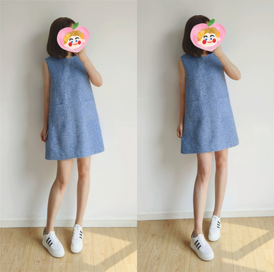 2025新款蓝色小香风女夏法式显瘦背心裙可爱裙子A字无袖连衣裙