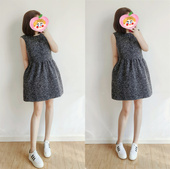 新品 黑灰花色圈圈呢短款 无袖 冬季 背心裙收腰显瘦气质冬款 女连衣裙