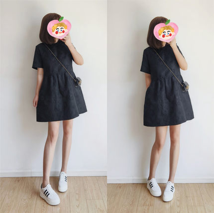 黑色新款夏装女装女半袖收腰连衣裙短裙赫本风气质短袖裙子连身裙