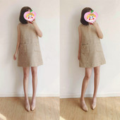 秋冬卡其色新款 气质高级显瘦小香风裙子内搭无袖 背心裙A字连衣裙