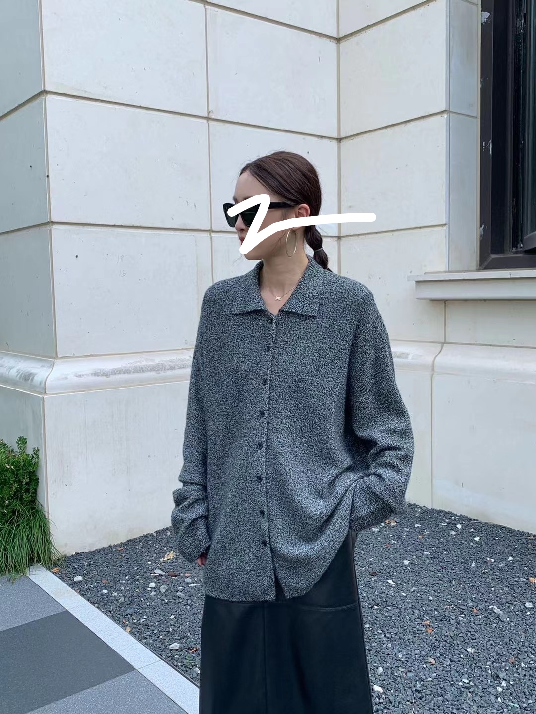 秋冬韩版休闲简约百搭全羊毛针织开衫女宽松慵懒毛衣外套上衣