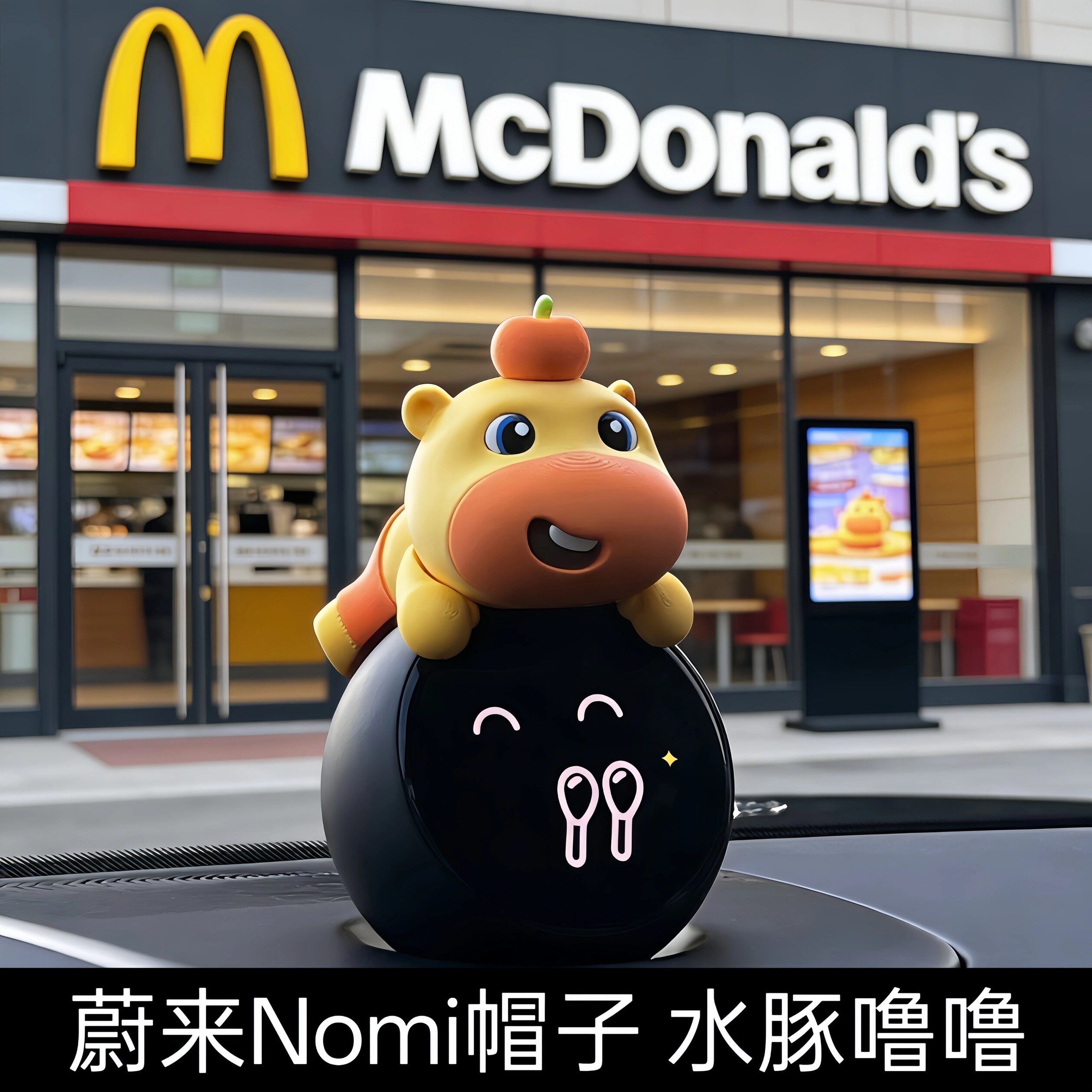 水豚噜噜蔚来nomi帽子高级感汽车内饰用品装饰摆件车内好物