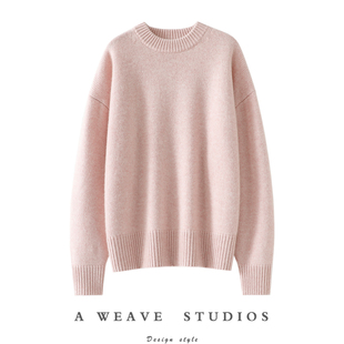 女纯羊绒毛衣宽松秋冬季 加厚圆领100%纯山羊绒衫 版 轻松拿捏