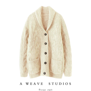 加厚羊绒开衫 自信洒脱 女粗棒针纯羊绒毛衣外套冬 男女同款 重磅