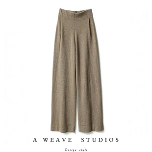 子女外穿针织休闲阔腿裤 越穿越喜欢啊 显瘦褶皱100%纯山羊绒裤