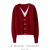 女纯羊绒毛衣针织开衫 暖奢享受 假两件100%纯山羊绒开衫 外套秋冬