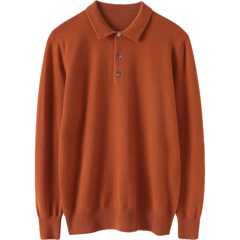 牛货！气质百搭款！男士翻领羊绒衫休闲纯羊绒毛衣针织打底衫男式