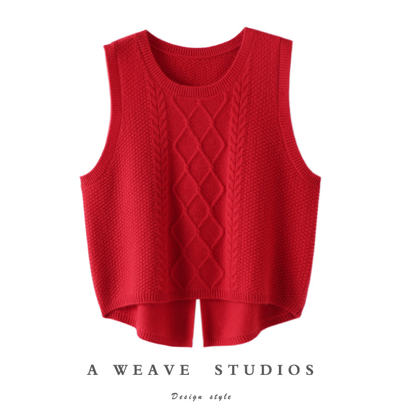 气质女神！好搭~针织山羊绒衫女马甲无袖后开叉纯羊绒打底衫秋冬,女装/女士精品,羊绒衫,淘宝优惠券,粉丝福利购,淘宝优惠卷