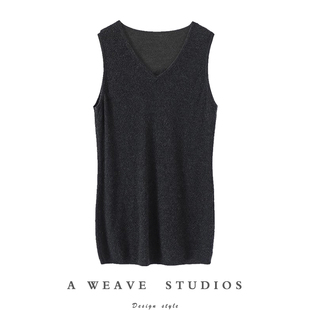 优雅圣洁 毛衣V领羊绒背心 春夏精纺100%纯山羊绒吊带桂花针织衫