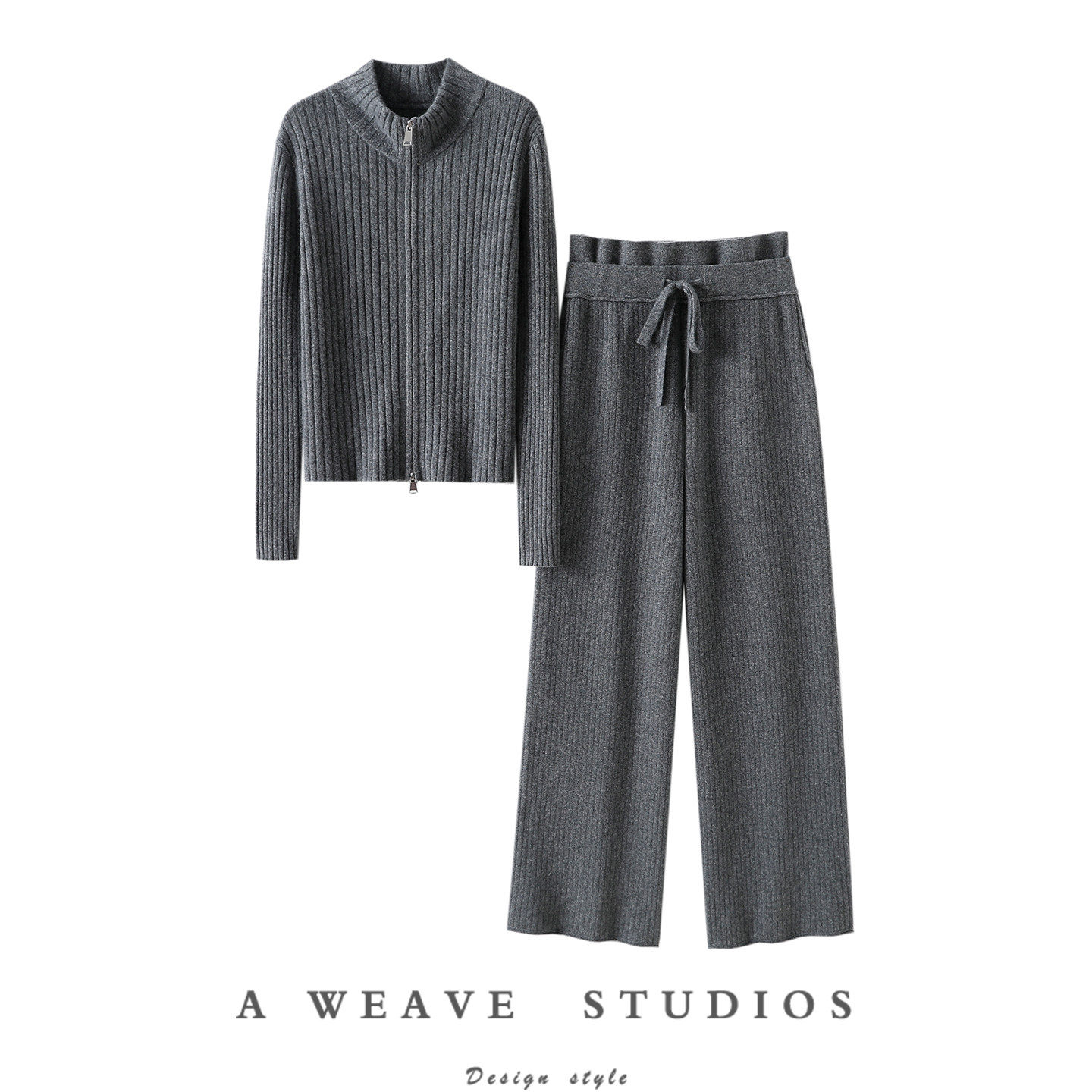 实力中产美学！半高领100%纯山羊绒拉链开衫女纯羊绒裤子外穿套装,女装/女士精品,羊绒衫,淘宝优惠券,粉丝福利购,淘宝优惠卷