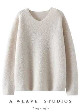 这件爱到不行！加厚圈圈针100%纯山羊绒衫女V领纯羊绒毛衣冬宽松