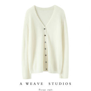 女纯羊绒毛衣空调罩衫 手工钉珠羊绒开衫 外套 飞米兰 给足你惊喜