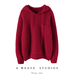 版型质感没的说！圈圈绒加厚羊绒帽衫女羊绒衫连帽纯羊绒毛衣冬季