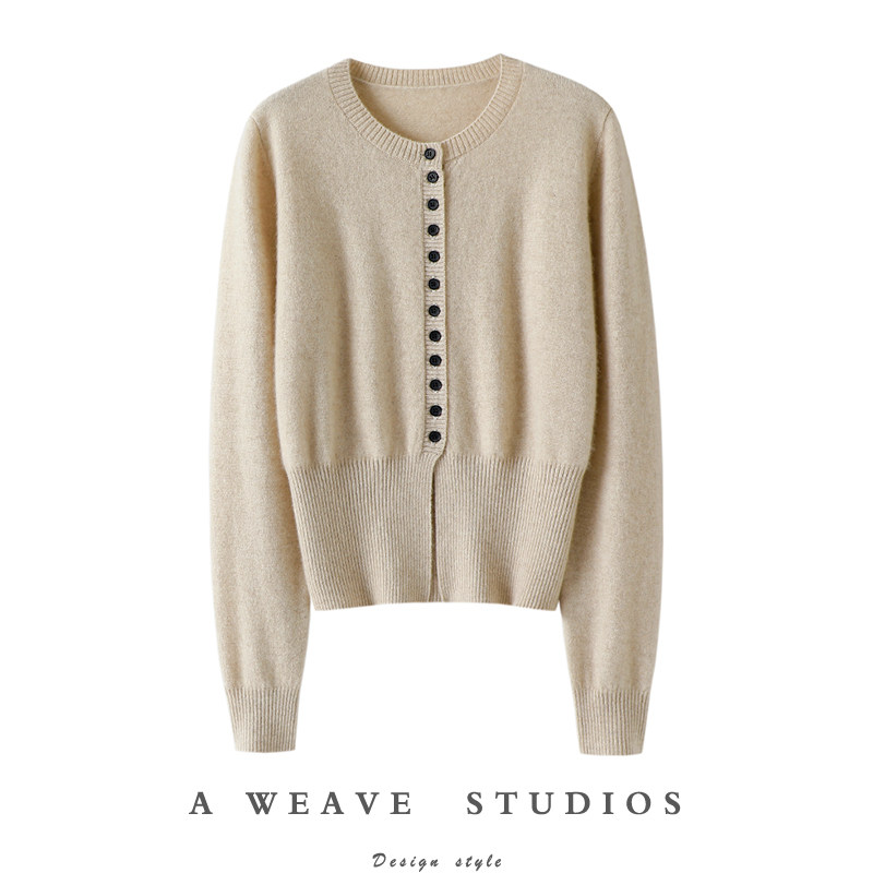 气质美晕~圆领100%纯山羊绒开衫女纯羊绒毛衣针织打底衫秋冬外套,女装/女士精品,羊绒衫,淘宝优惠券,粉丝福利购,淘宝优惠卷