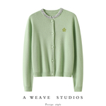 官方正品！令人陶醉！亮片设计100%纯羊绒衫花朵提花针织开衫外套