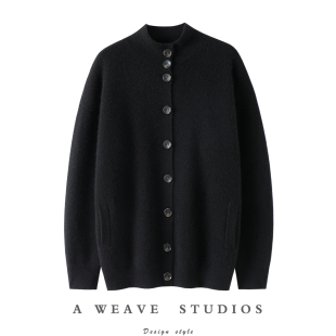 外套 女高领可翻纯羊绒毛衣针织开衫 品调拉满 加厚100%山羊绒开衫