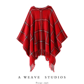 加厚100%纯山羊绒衫 官方正品 重磅900克 女连帽羊绒毛衣披风披肩