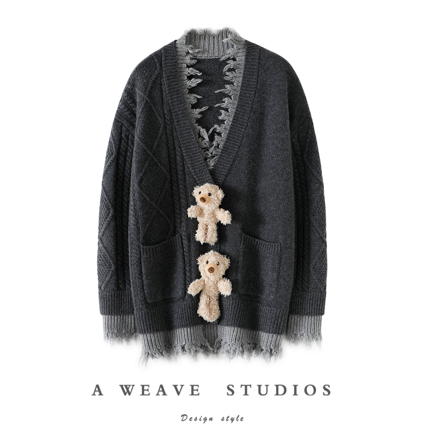 立体玩偶纽扣！假两件加厚100%纯山羊绒开衫女V领纯羊绒毛衣外套,女装/女士精品,羊绒衫,淘宝优惠券,粉丝福利购,淘宝优惠卷